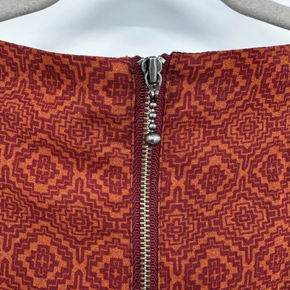 Prana Cece Dress Pomegranate Geometric Medallion Long Sleeve Shift Large Western